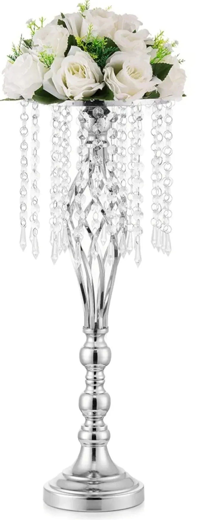 21" Silver Flower Stand Centerpiece 