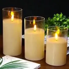 SET OF 3 ACRYLIC LED CANDLES 