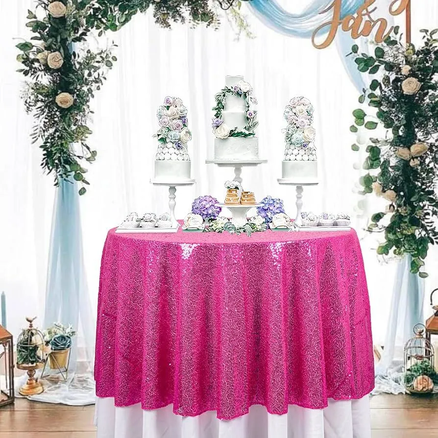 Pink Sequin Round Tablecloth