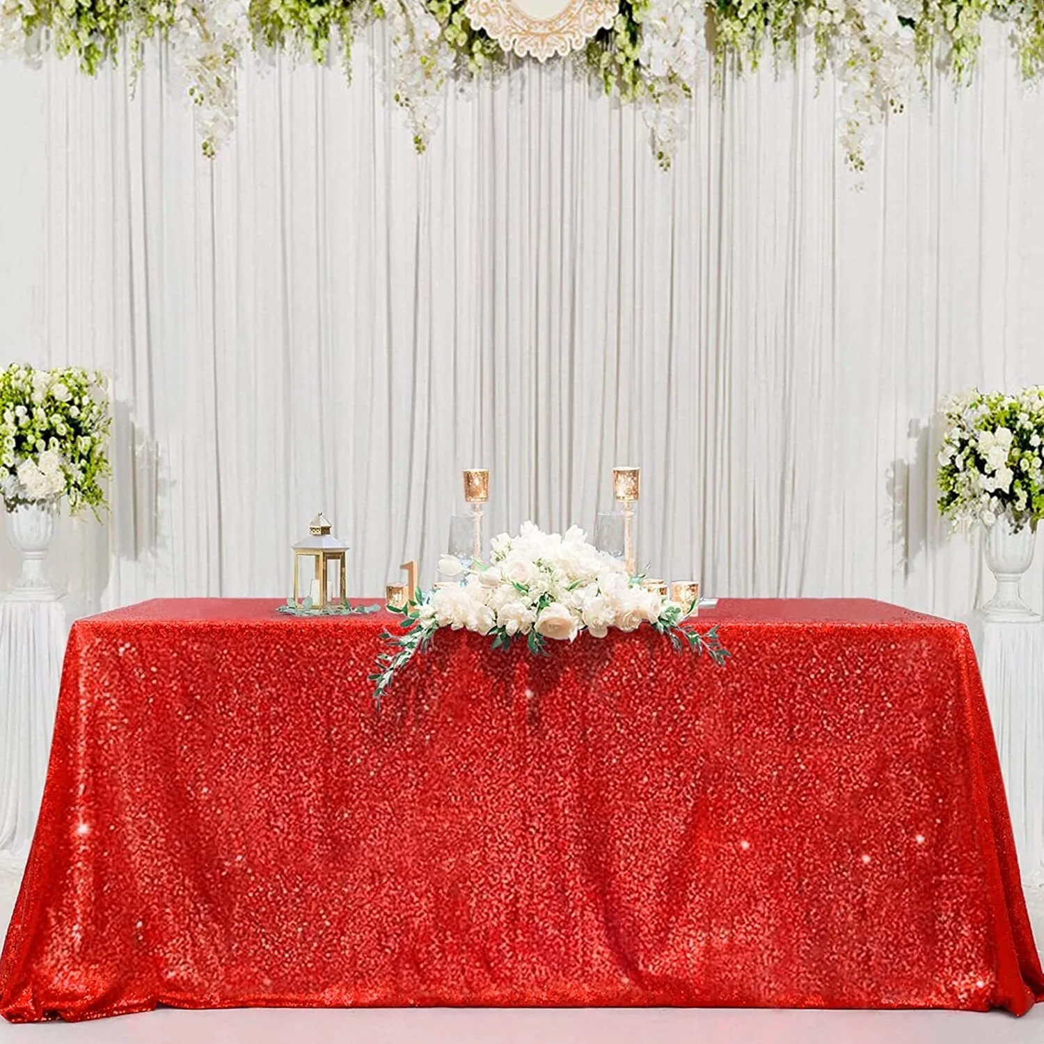 Red Sequin Rectangular Tablecloth