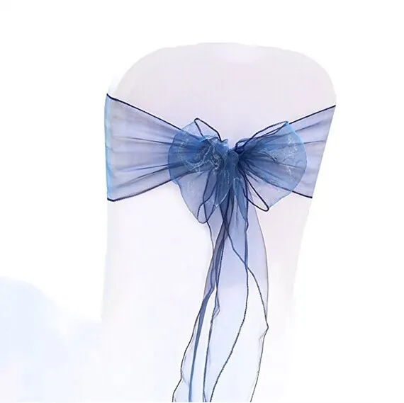 Navy Blue Organza Chair Tie