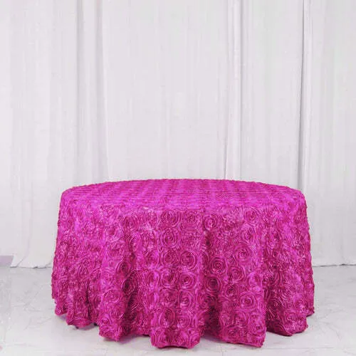Hot Pink Rosette Round Tablecloth
