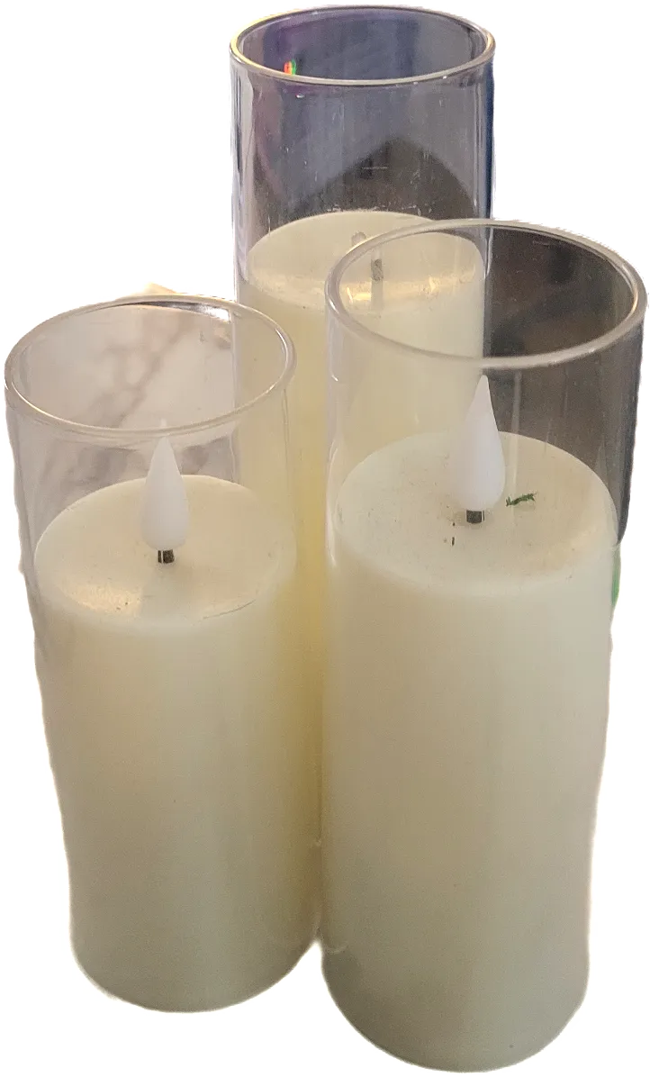 Set of 3 Candles in Clear Glass