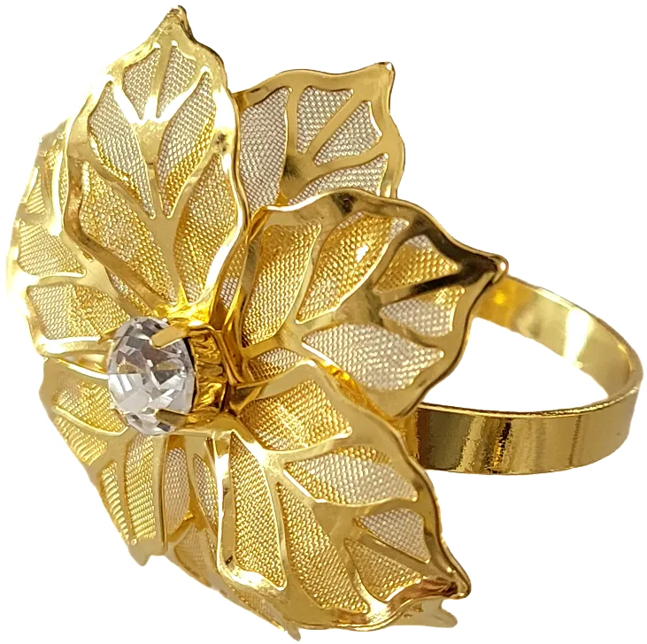 Gold Flower Diamond Button Ring