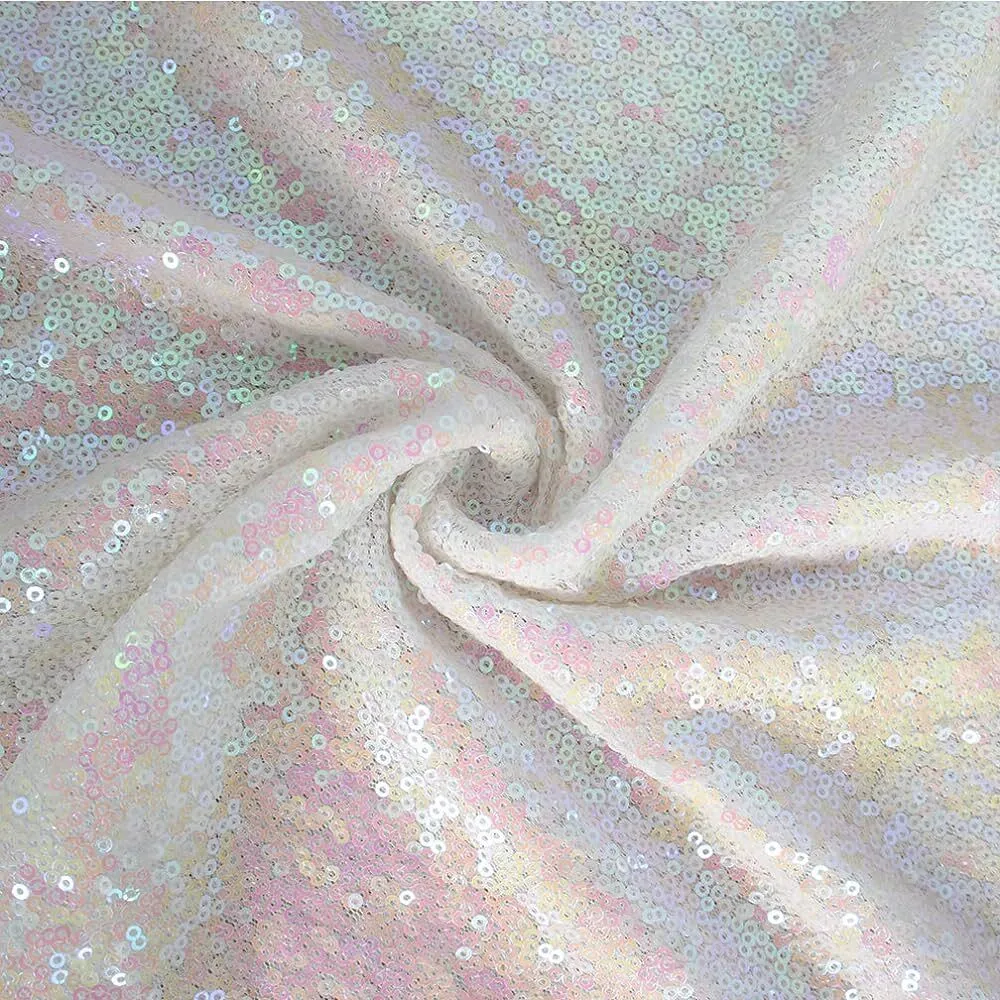 Iridecent White Sequin Drape 