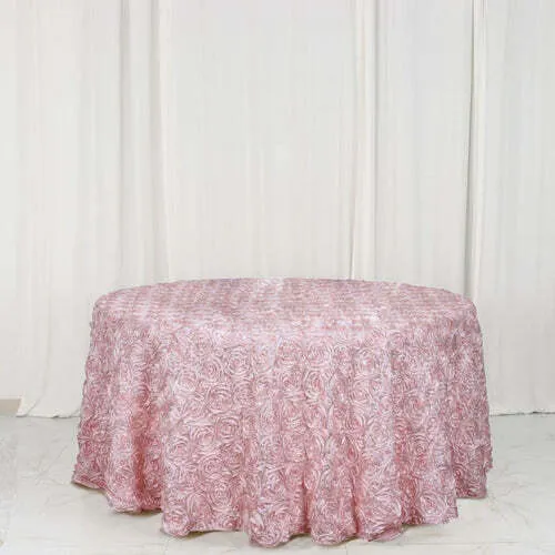 Pink Rosette Round Tablecloth