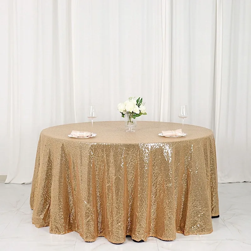 Sequin Gold Round Tablecloth