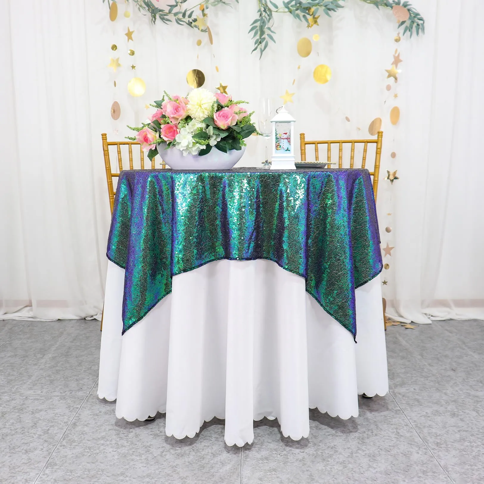 Iridescent Green Sequin Overlay
