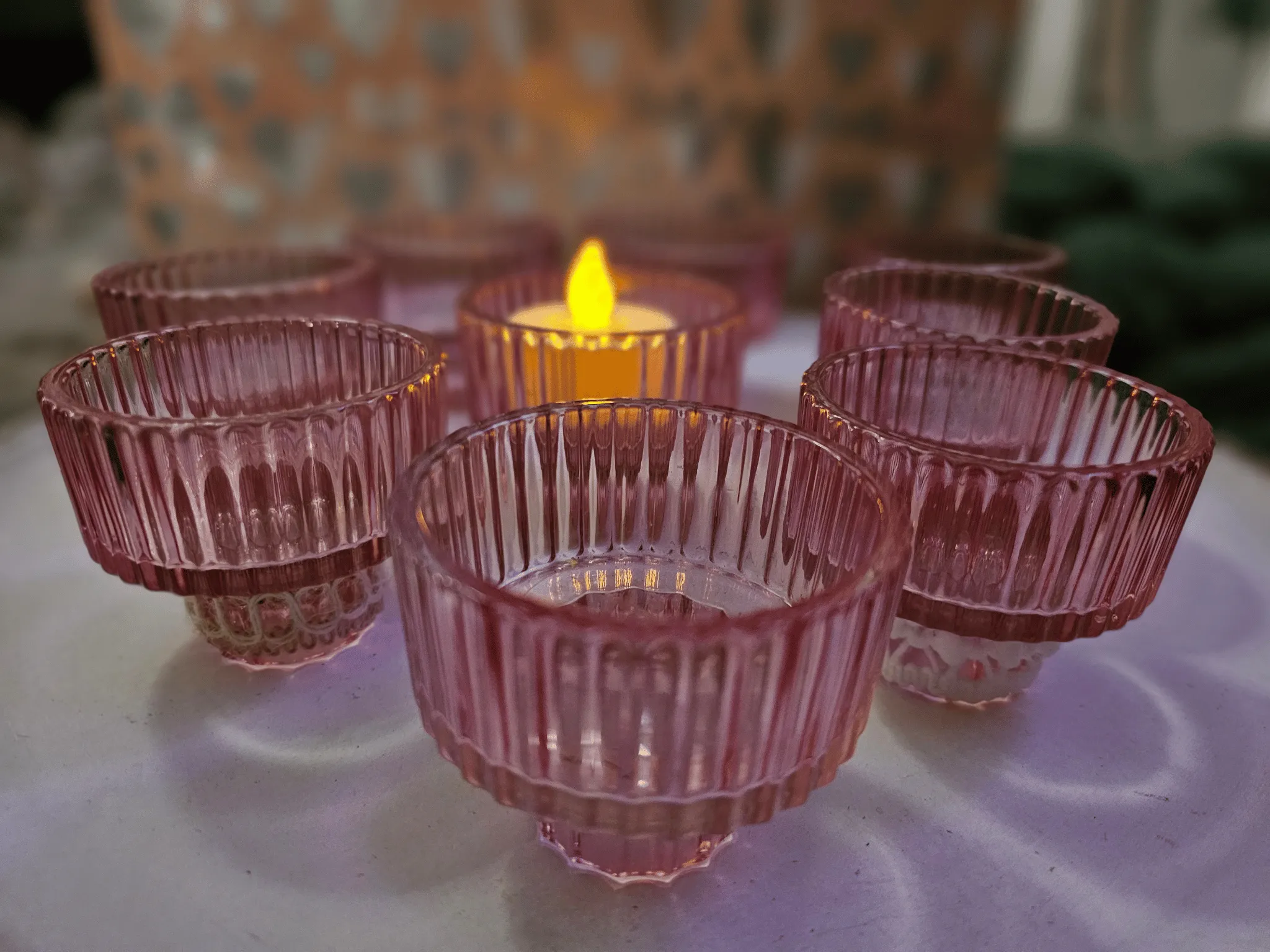Set of 8 Rose Chalice Votives