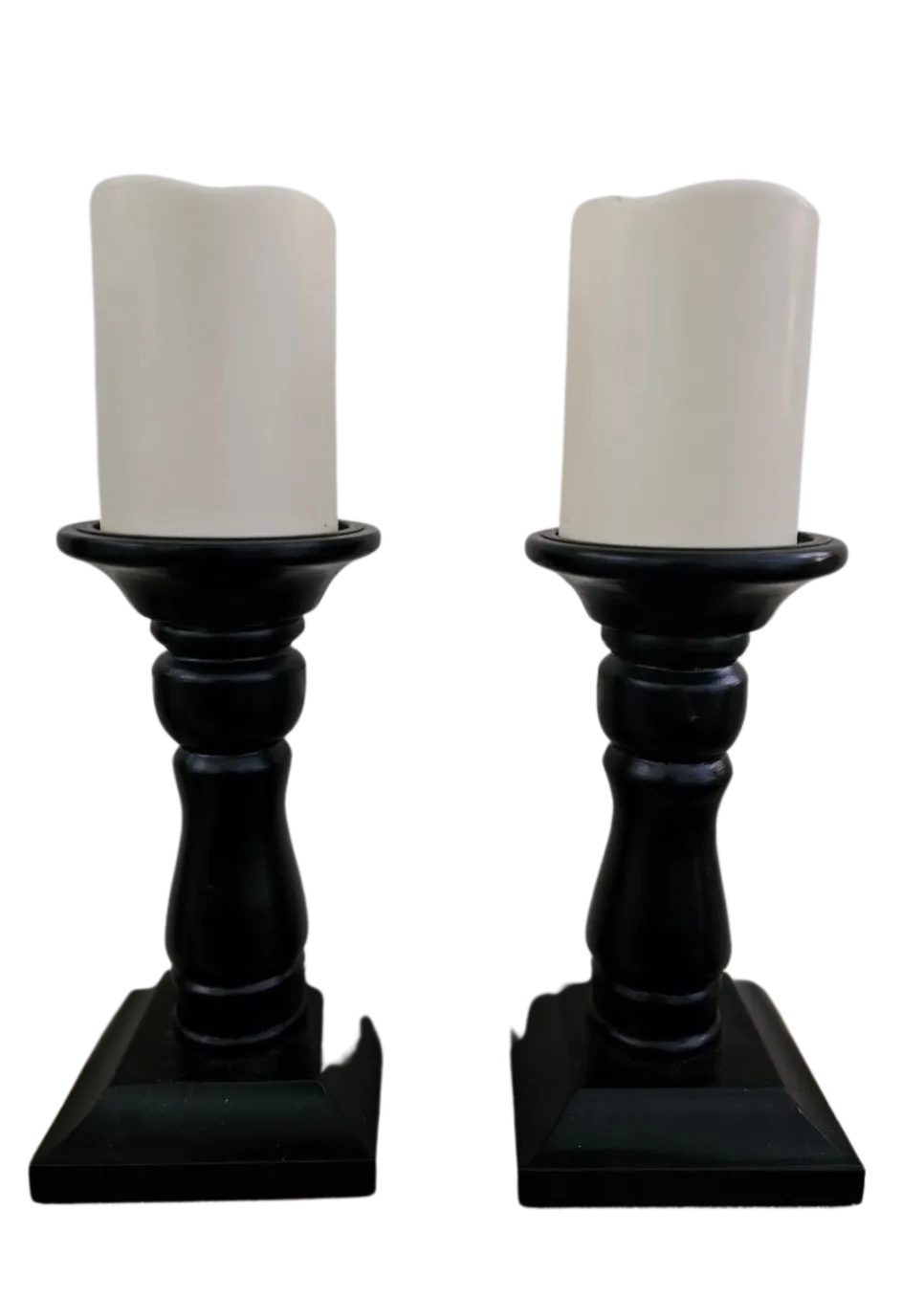 Set of 2 Black Candle Columns