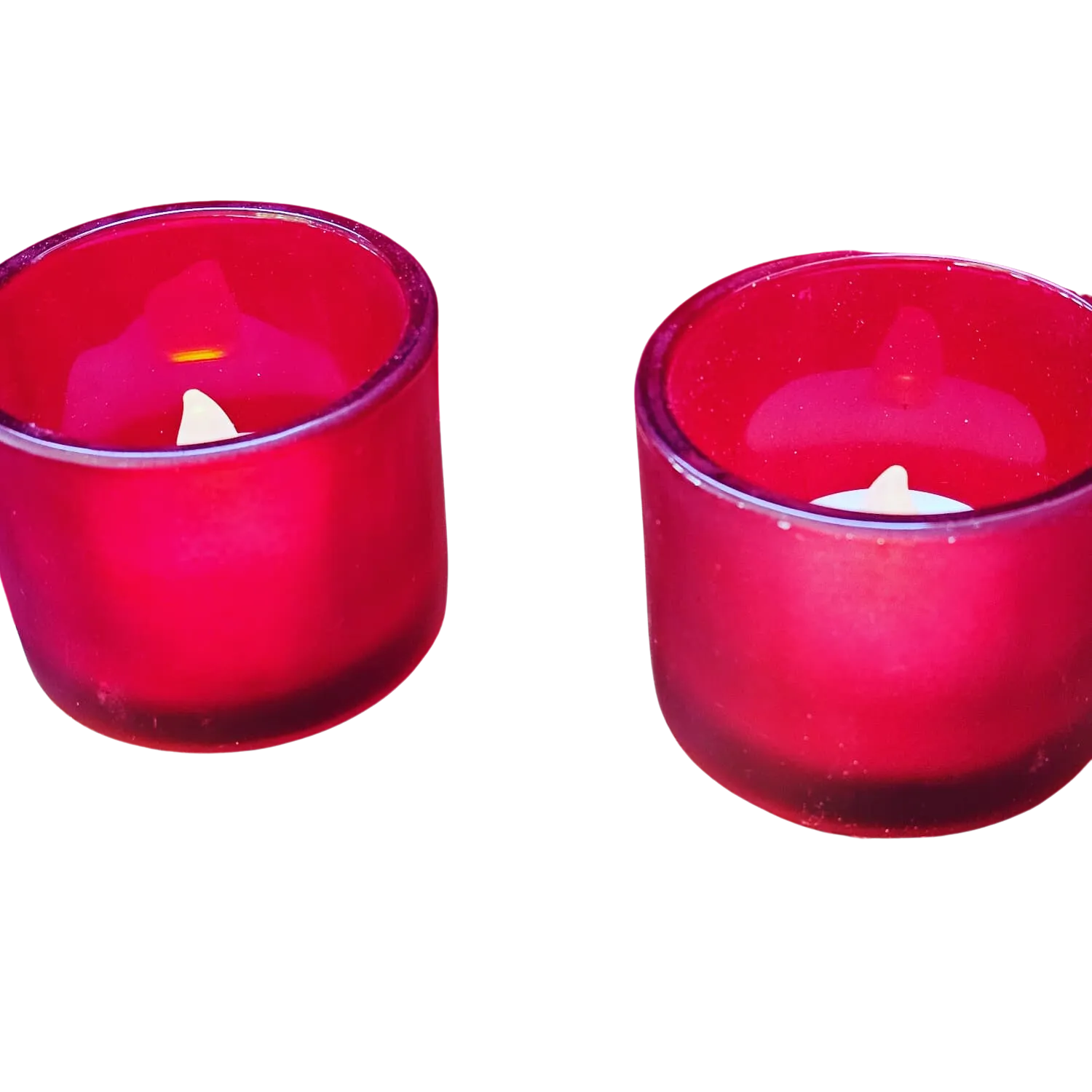 Set of 8 Frosted Red Votives