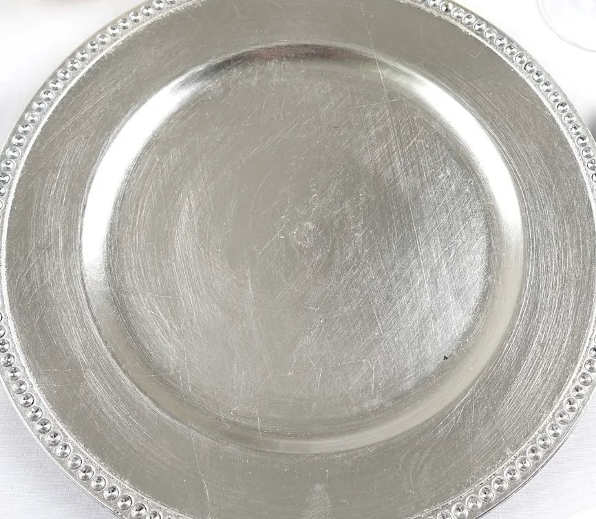Set of 5 Black Chargers with Diamond Rim 