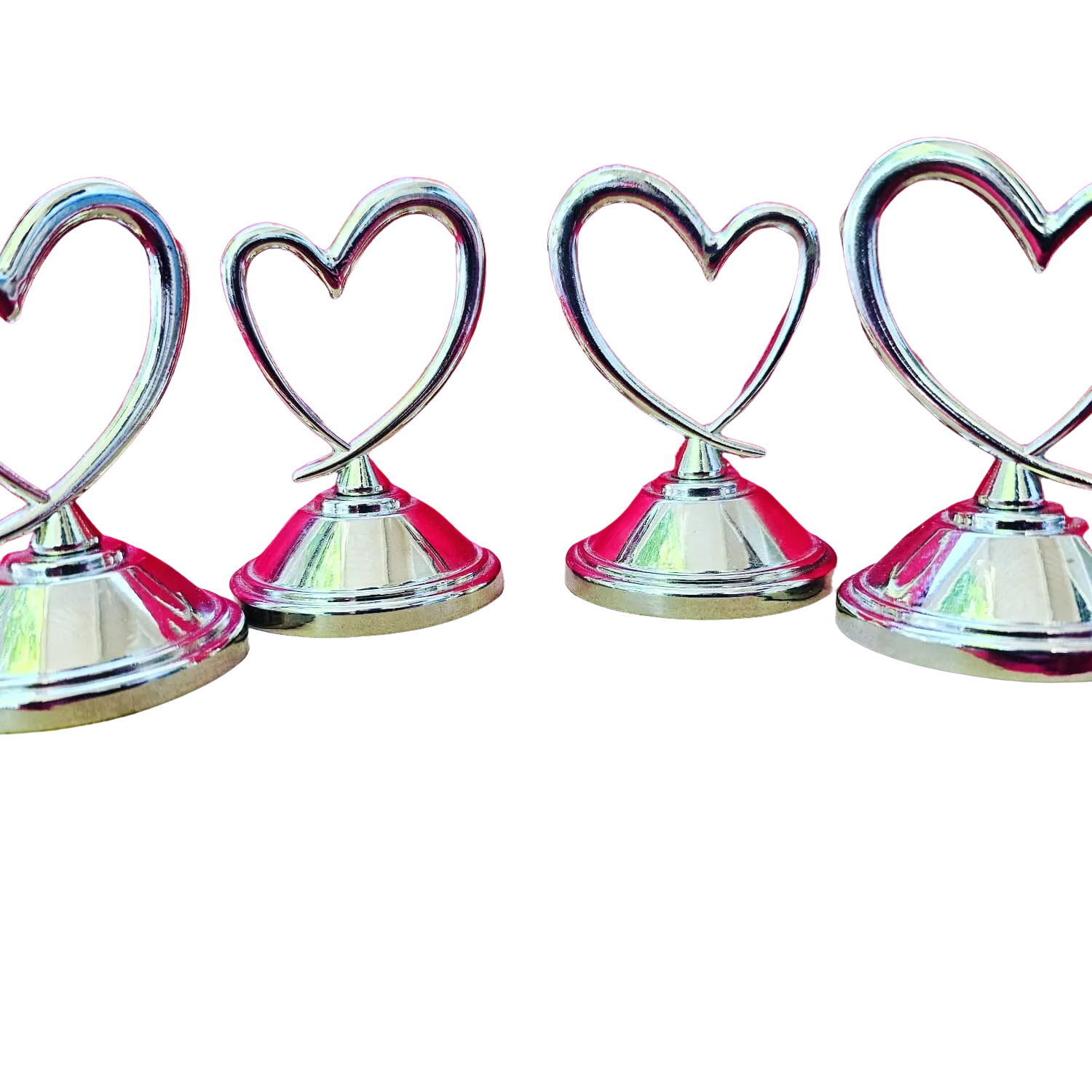 Set of 4 Silver Heart Placecard Holders