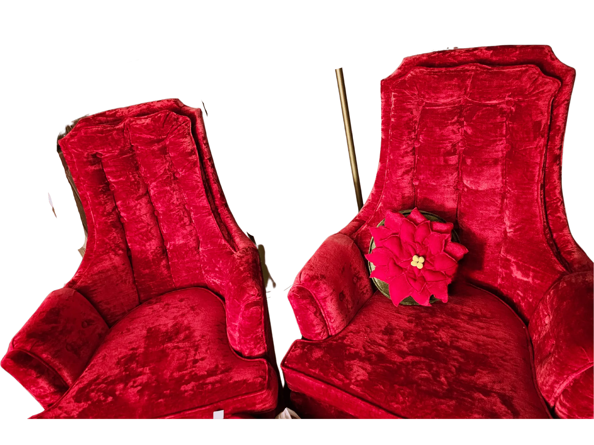 Set of 2 Vintage Red Velvet Arm Chairs