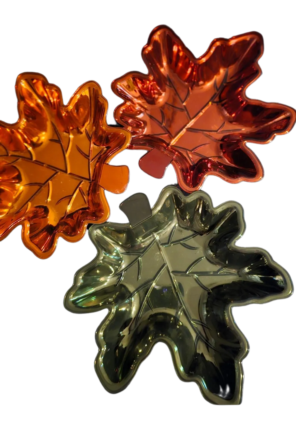 Set of 12 Red, Orange & Green Fall Leaf Trays
