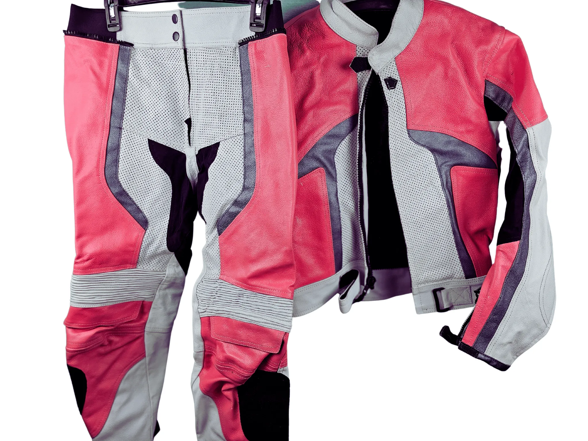 Pink & Black Motocross Outfit with Pads (Size Medium)