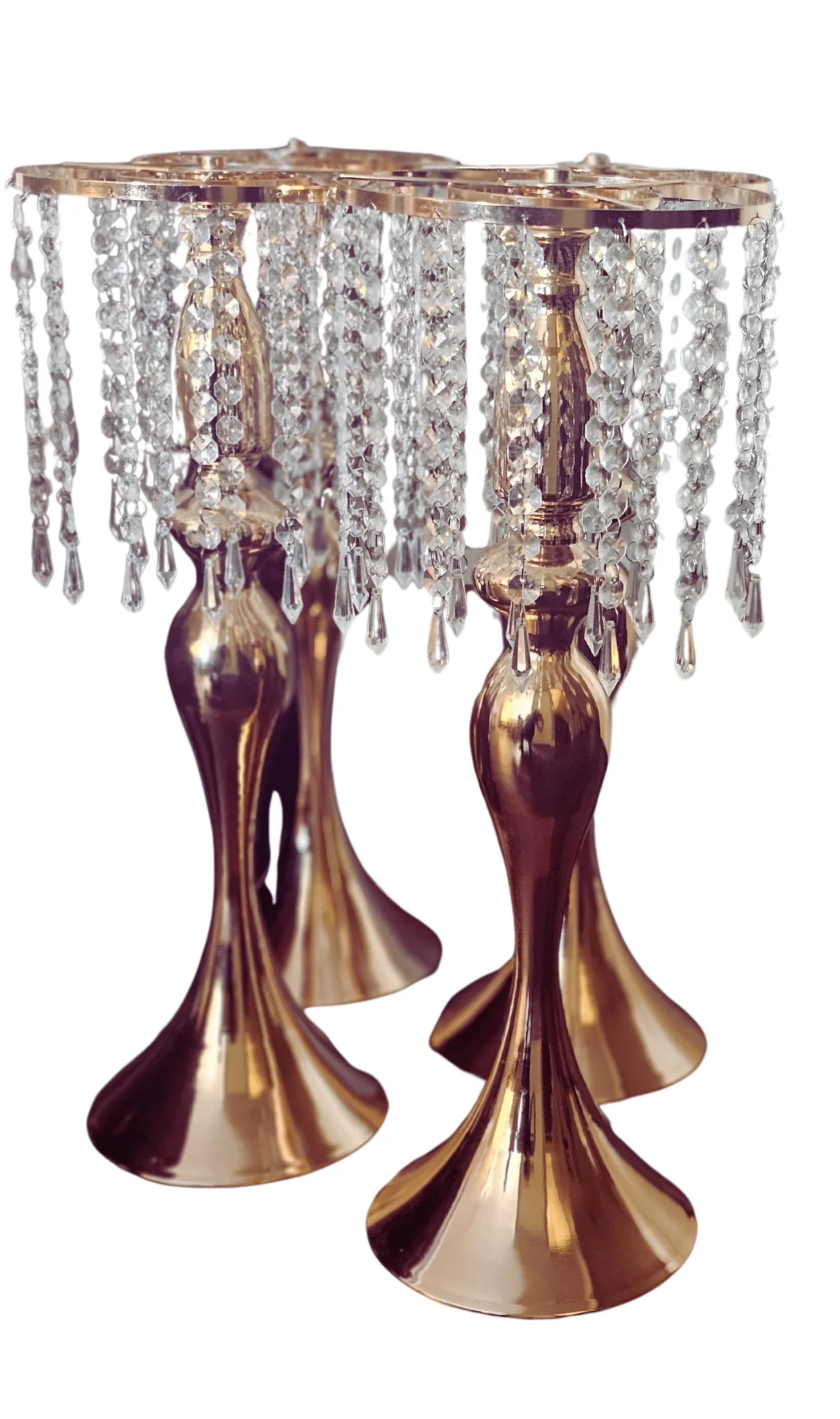 Gold and Crystal Candle or Flower Stand Centerpiece