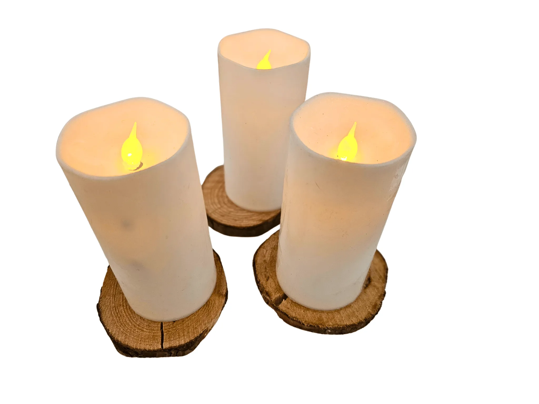 Set of 14 White Battery Operated Pillar Candles 