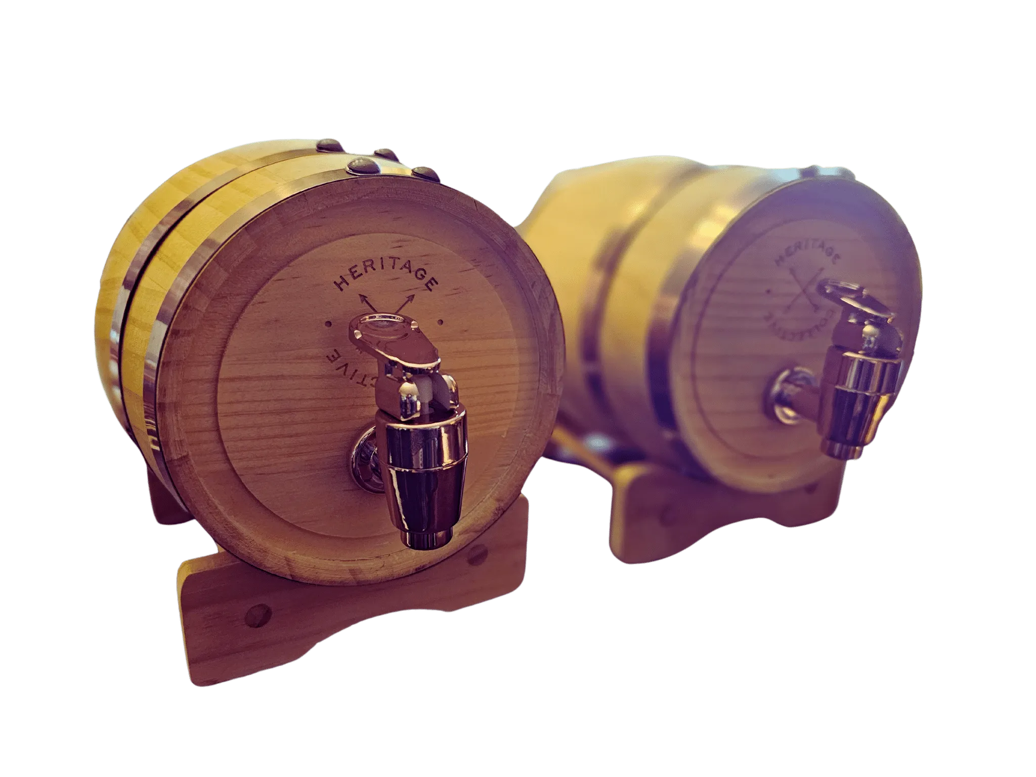 Set of 2 Barrel Decor With Gold Accents