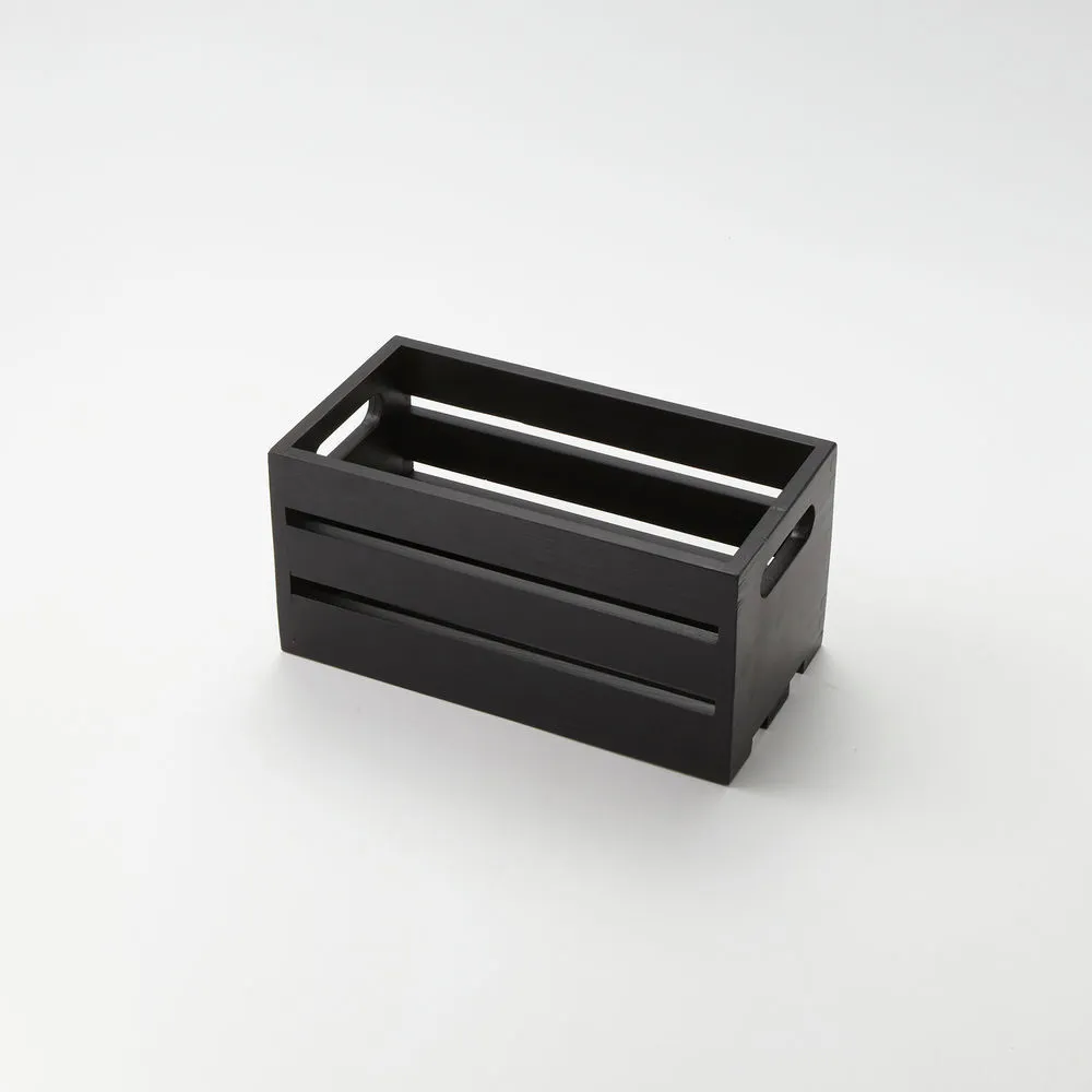 Set of 2 Black Wood Crates