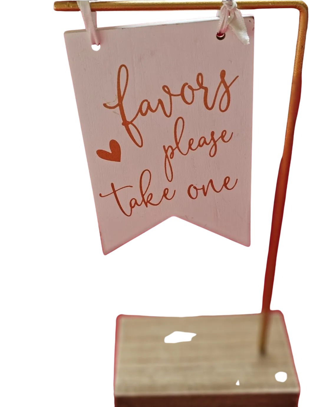 White & Gold Standing Favors Sign 