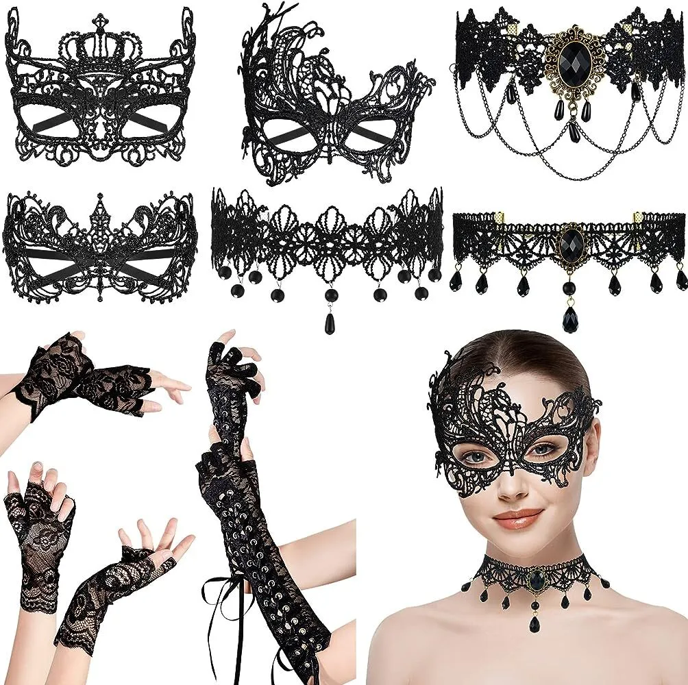 Set of 3 Black Masquerade Masks