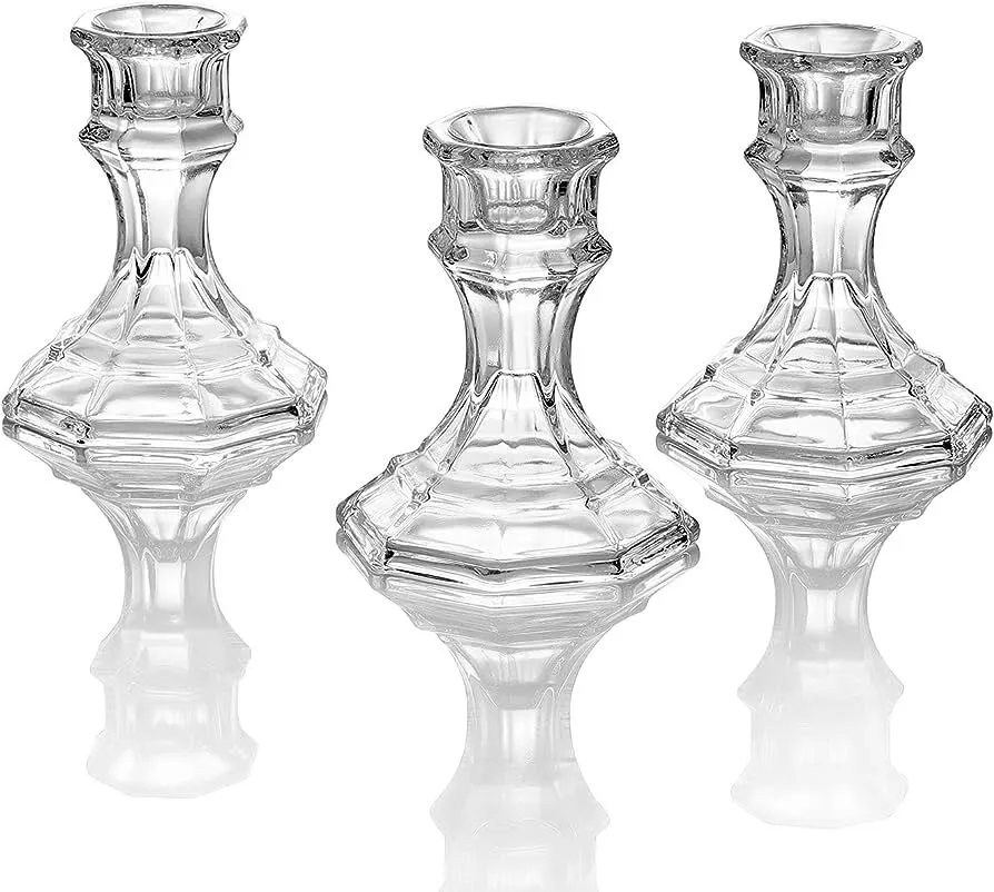 Set of 12 Glass Candlestick Holders