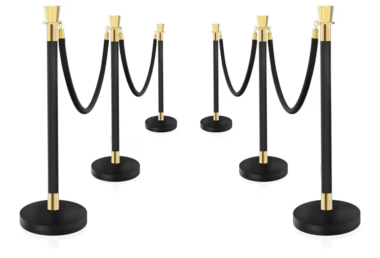 Black and Gold Stanchions with Rope