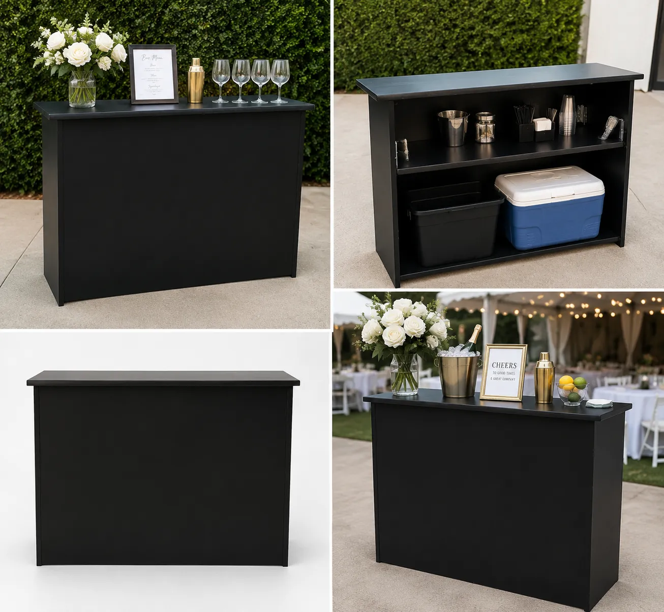 48 inch Black Portable Bar