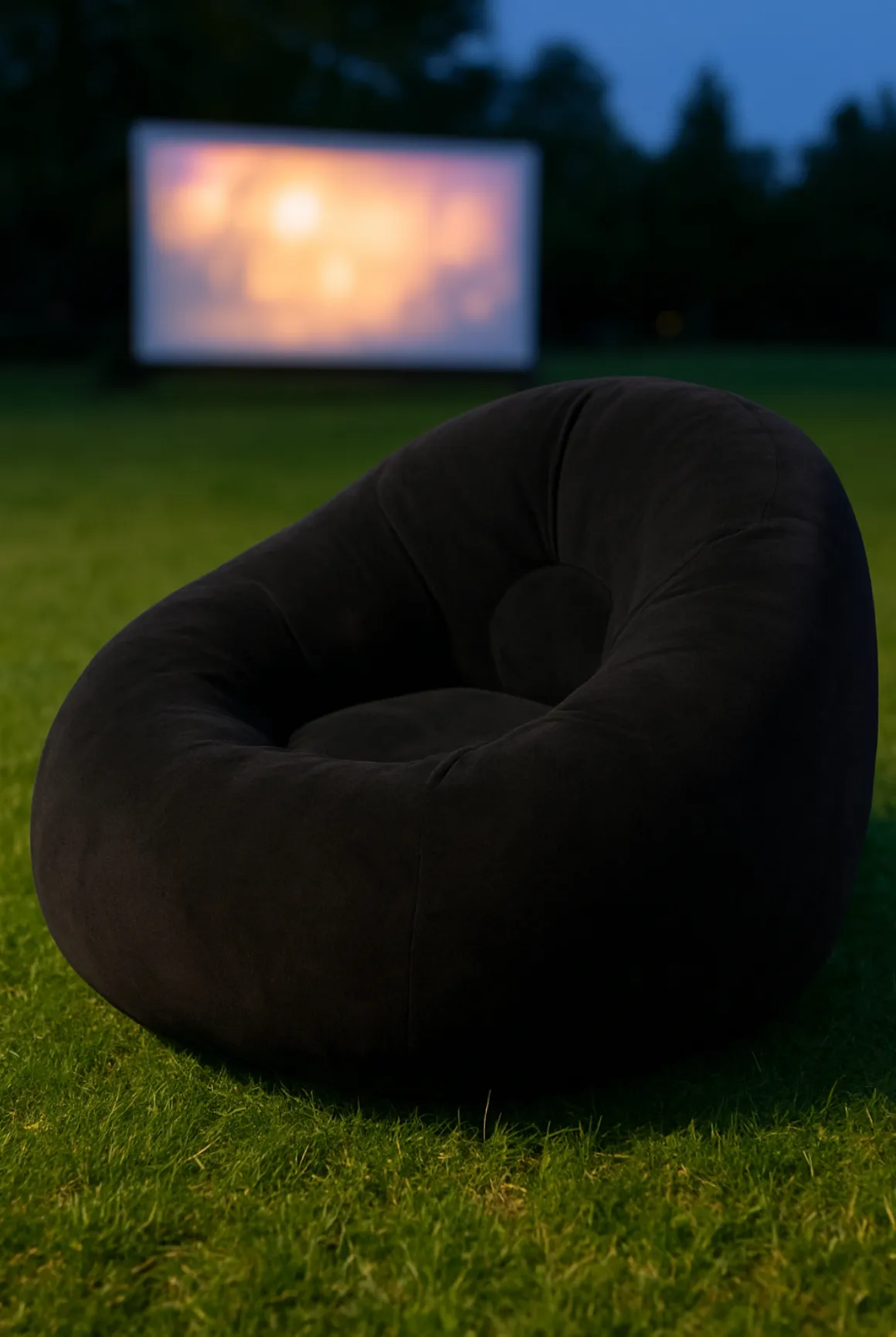 Black Inflatable Bean Bag Chair 