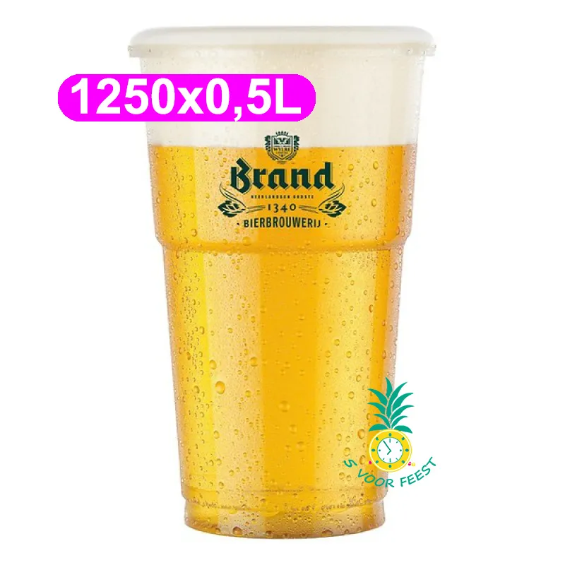 1250x 50CL Halve Liter Plastic wegwerpbekers Brand (doos)