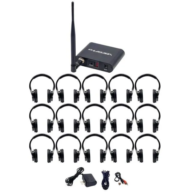Silent disco 15 headsets, 1 discolamp, 1 zender/kanaal