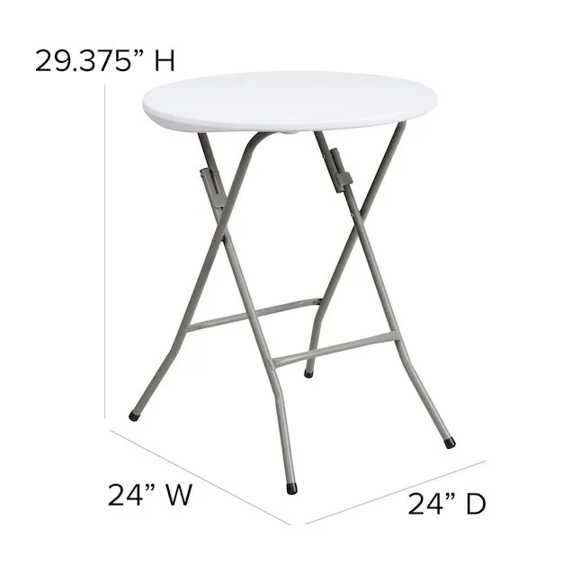 24" Round white plastic table seats 2 people