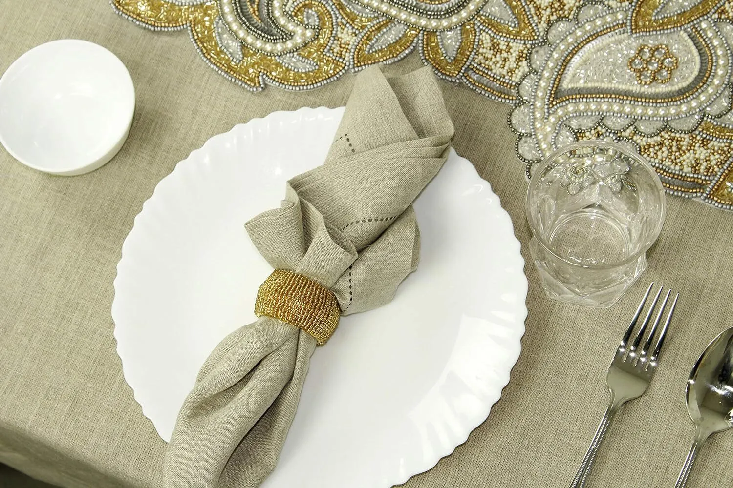 Gold Beaded Napkin Rings