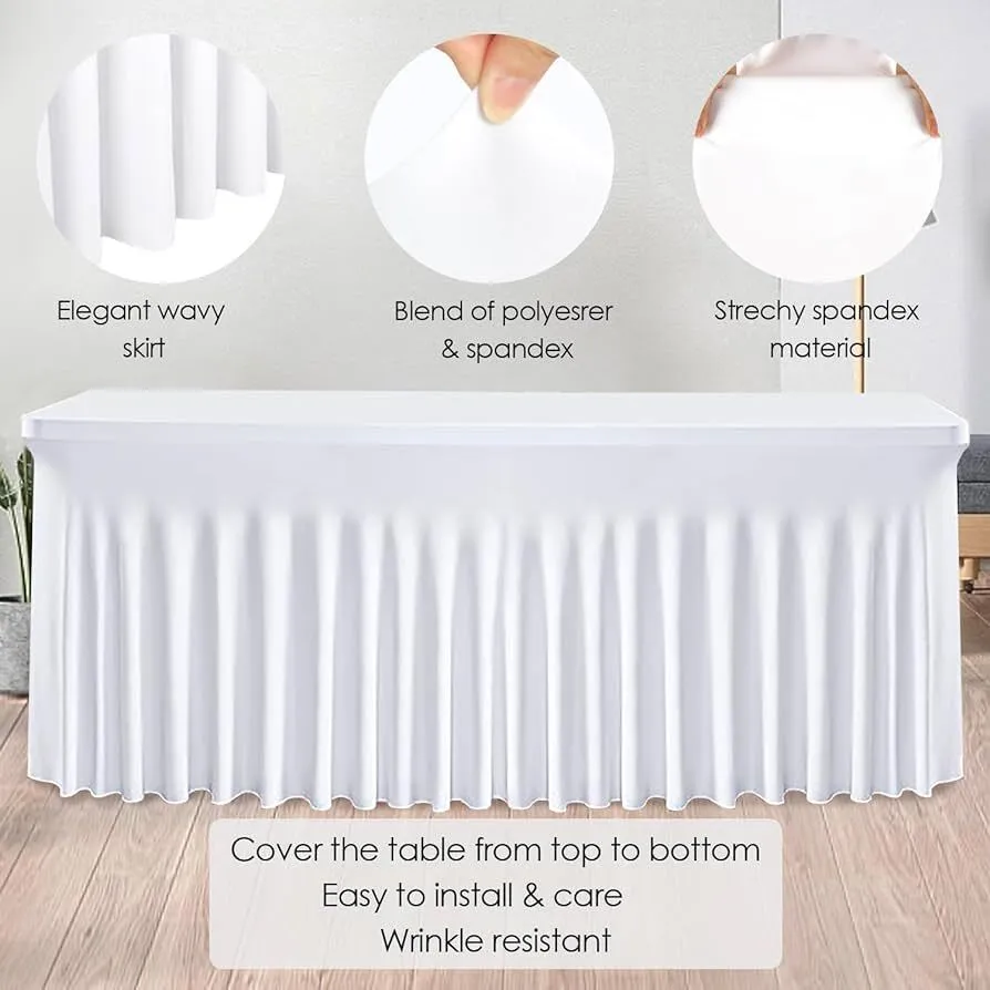 Wavy Spandex Tablecloths with Skirt Ruffles