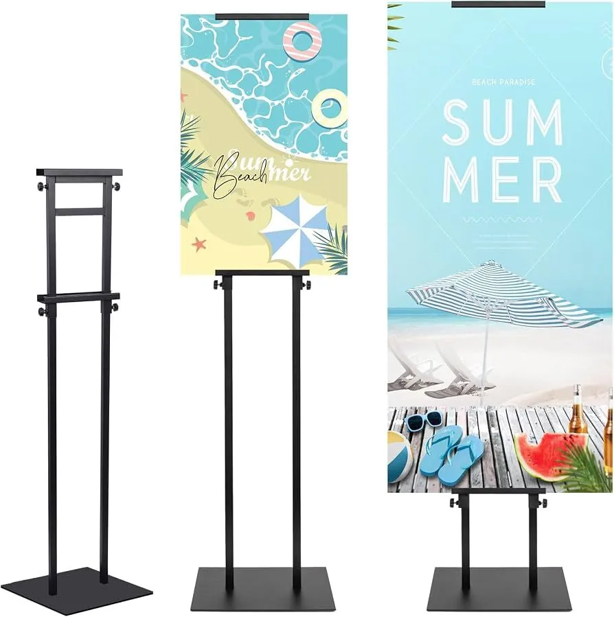 Poster Stand - Heavy Duty, Double-Sided, Adjustable Height Up to 80 inches