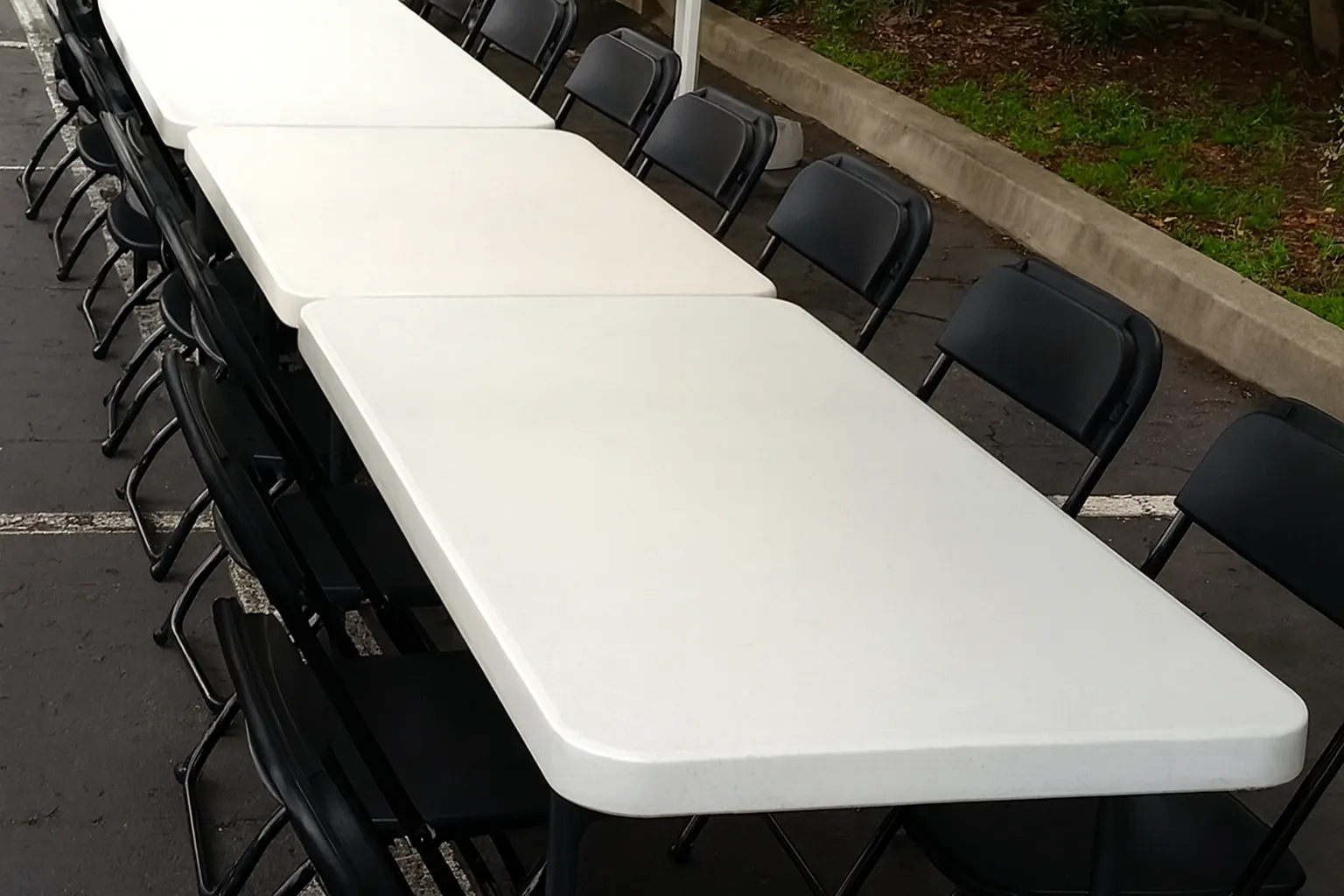 (Three tables, 18 black chairs) You-Pick-Up Party