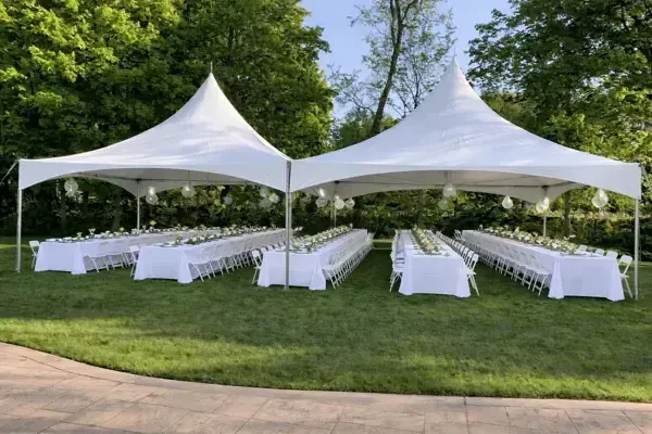 Wedding High-Peak Marquee Tent – 20×40 Ft (80-Guest Seating Included)