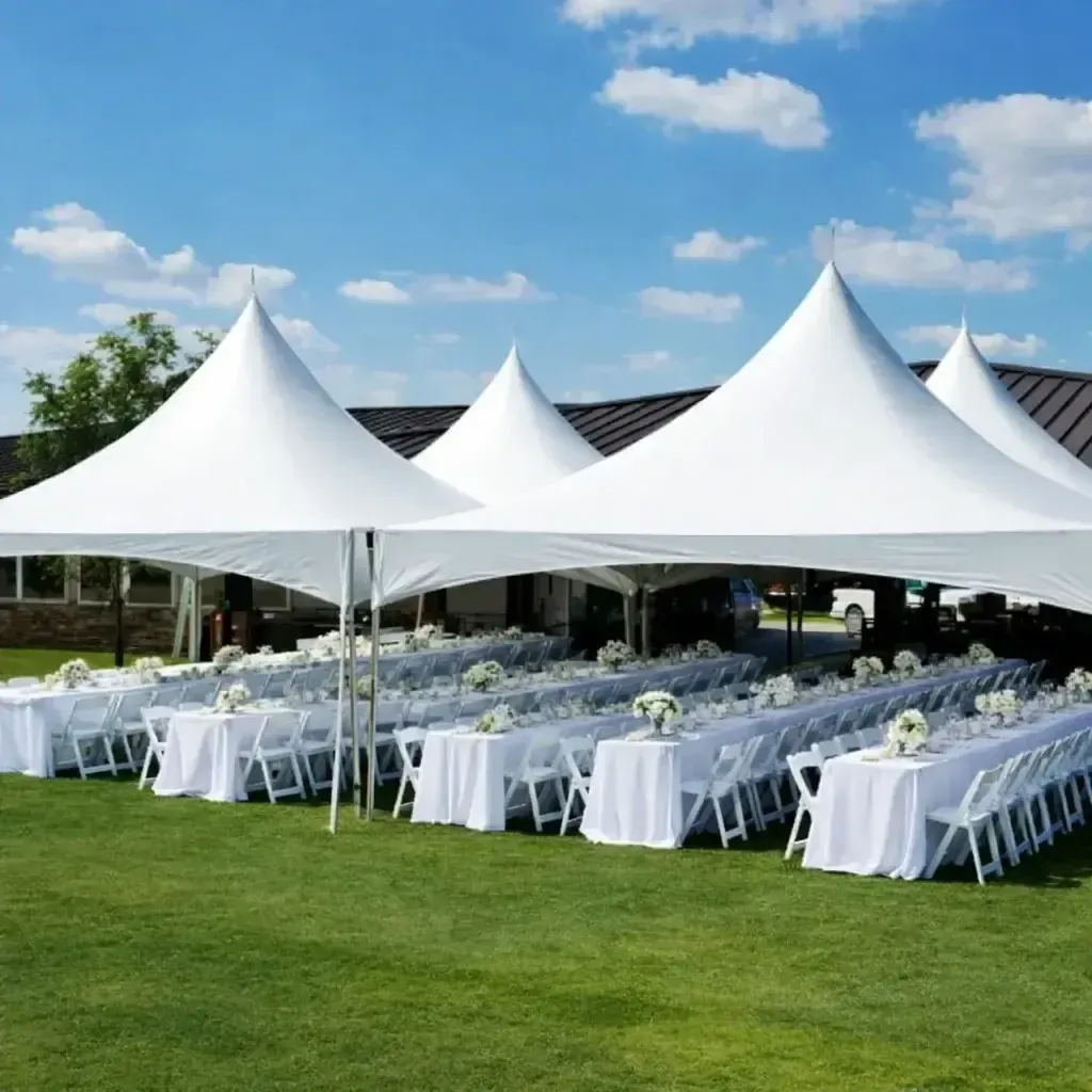 Graduation High-Peak Marquee Tent – 40×40 Ft (192-Guest Seating Included)