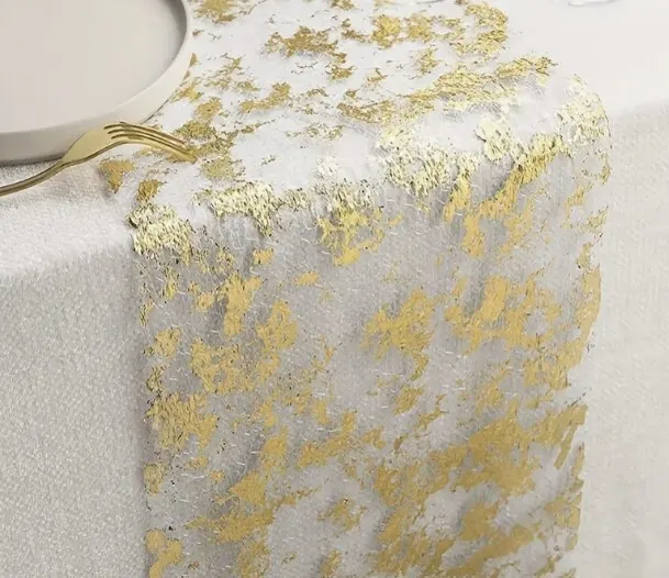 Foil Metallic Mesh Table Runner