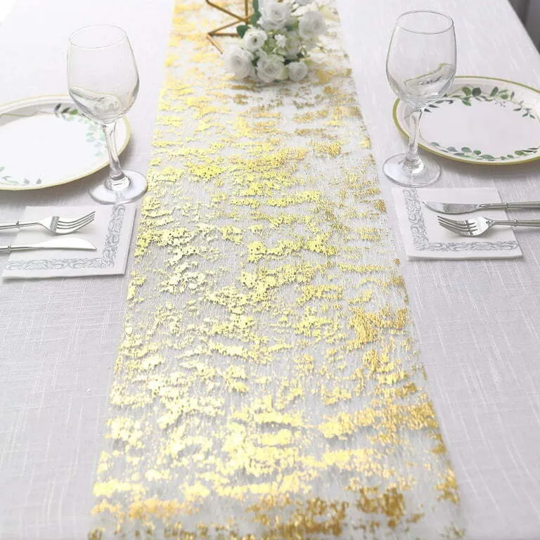 Foil Metallic Mesh Table Runner