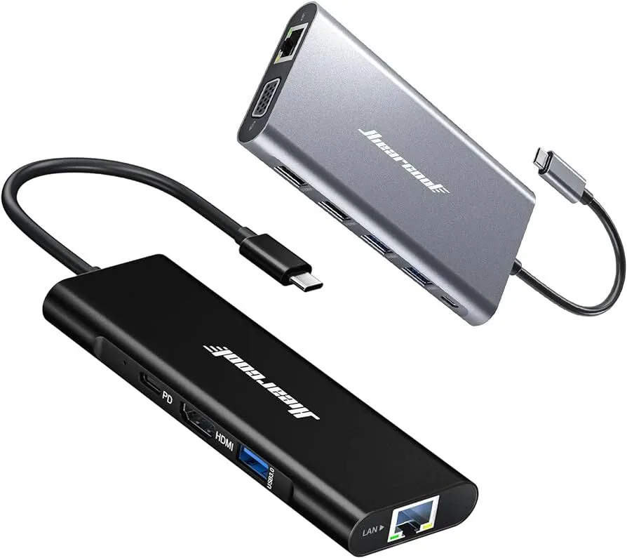 Hiearcool USB C Hub, USB C Ethernet Adapter, 8in1 USB C Docking Station with 4K 60Hz HDMI 1Gbps Ethernet 100W PD Multi-Port Dongle 