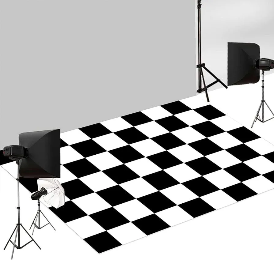 Black&White Checker Rubber Floor Mat 