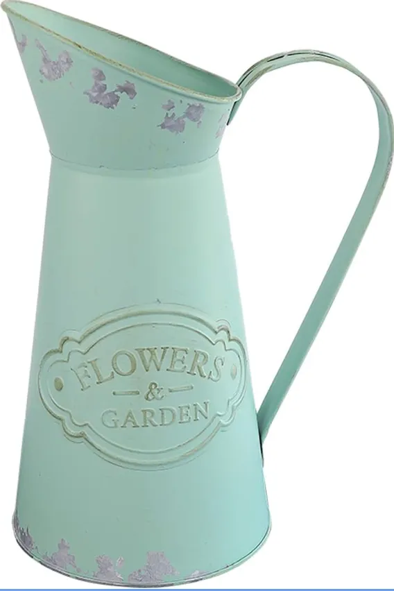 HyFanStr French Style Metal Vases for Flowers Rustic Pitcher Plant Garden Decor