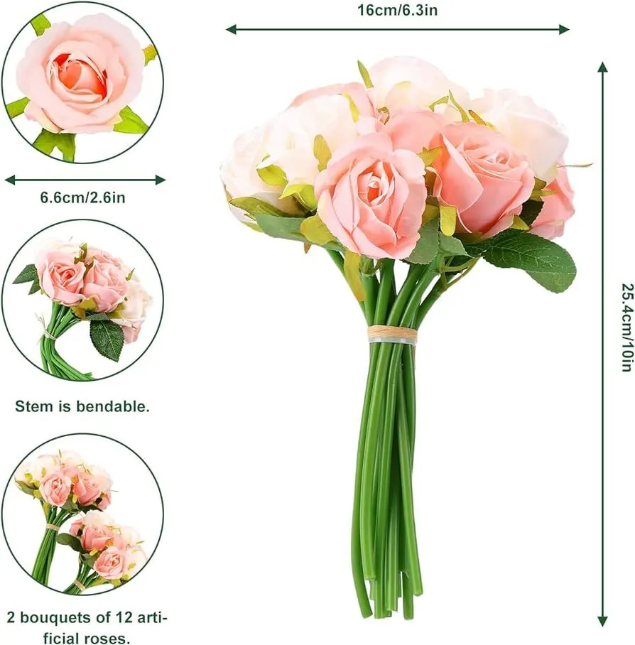 Artificial Rose Flowers Bouquet Silk Flower Roses with Stems