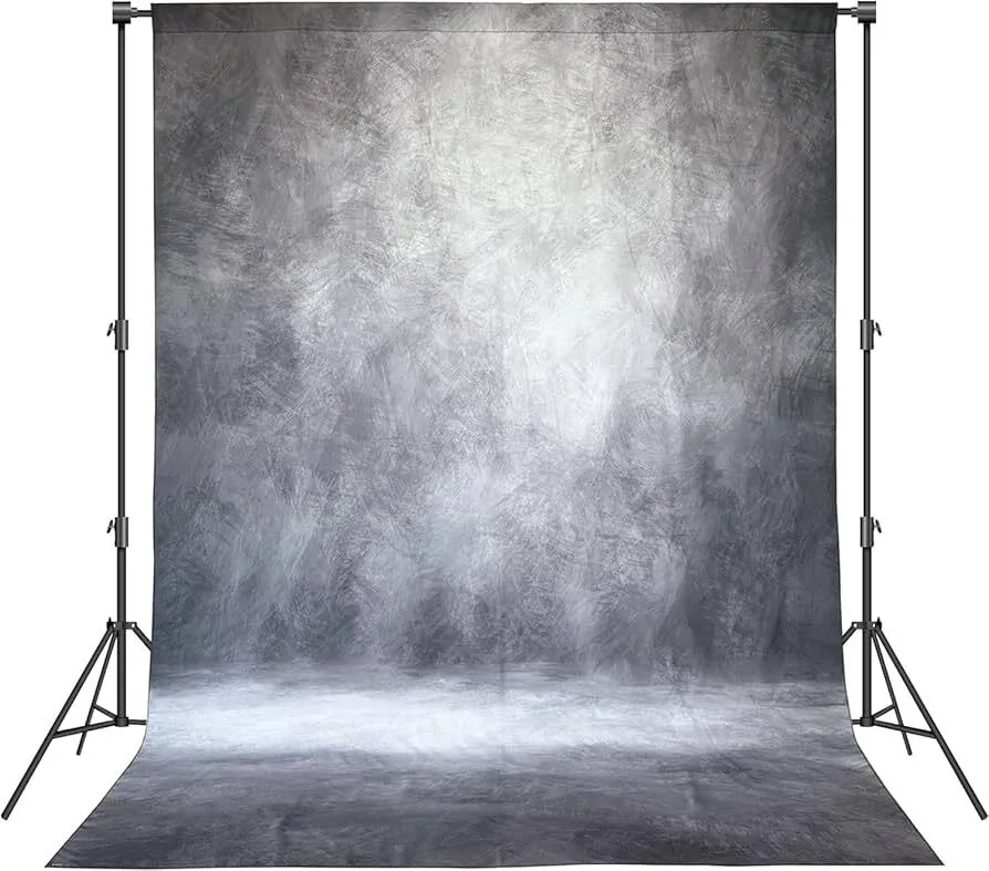 Abstract Professional Photography Backdrop for Portrait Photo Props Booth Background Photoshoot Studio with Polyester Fabric Roller Pocket on Top (8x12ft,Grey,No Stand)