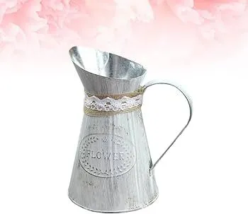 Vintage Jug Vase; Milk Handle Flower Home Iron Center
