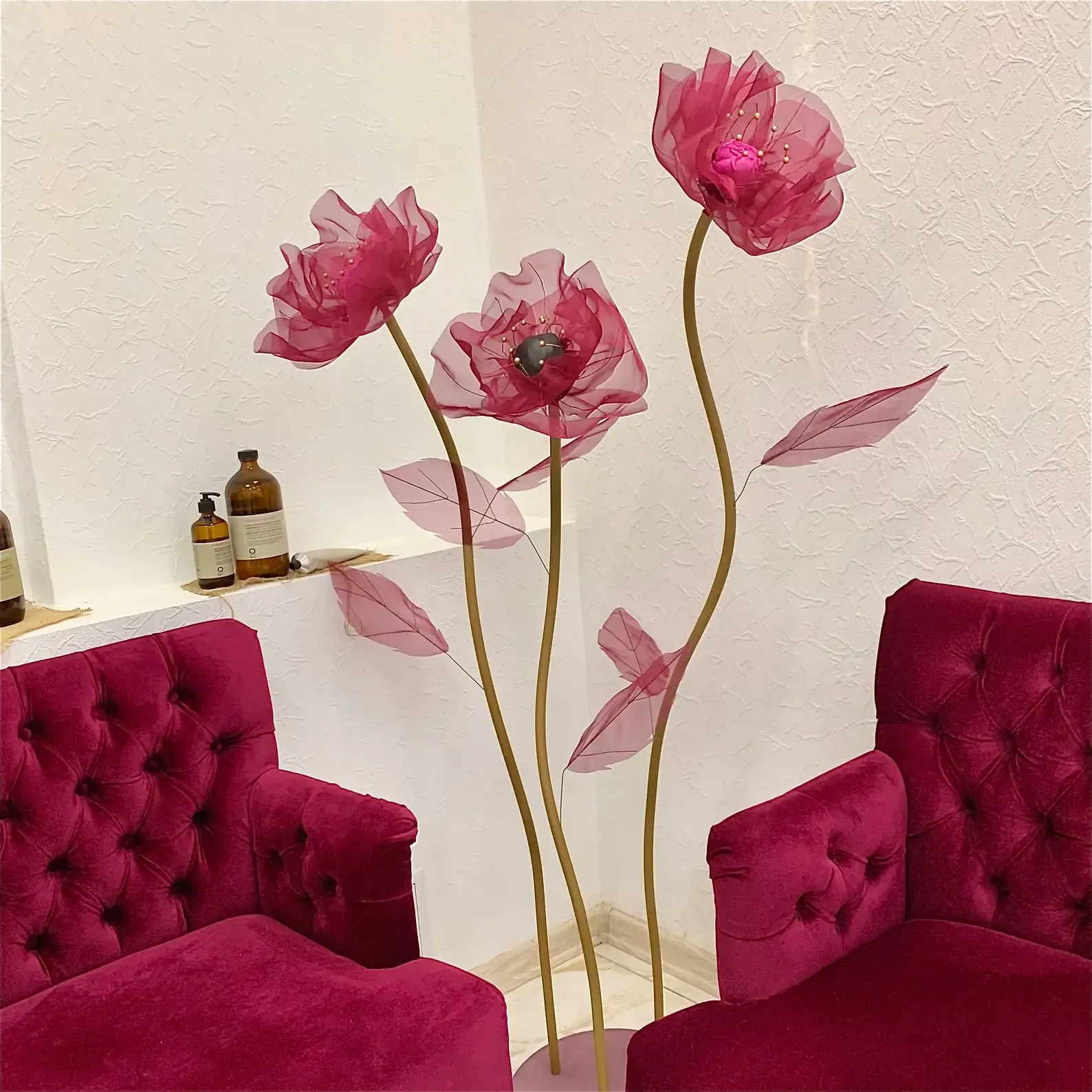 Giant Organza Poppy Flowers: Luxury Wedding Party Decor