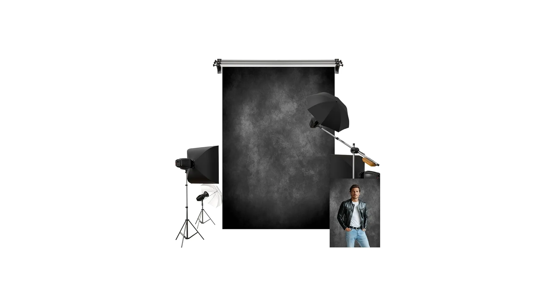 8x16ft Dark Gray & Black Abstract Textured Photography Backdrop, Fabric Background