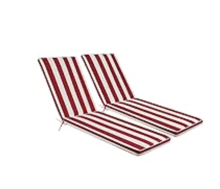 2 Pcs Set Outdoor Lounge Chair Cushions White & Red